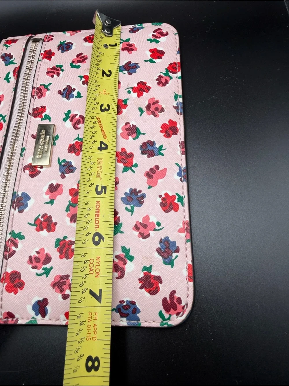 kate spade Pink Floral Zip Wristlet with Red and Blue Accents